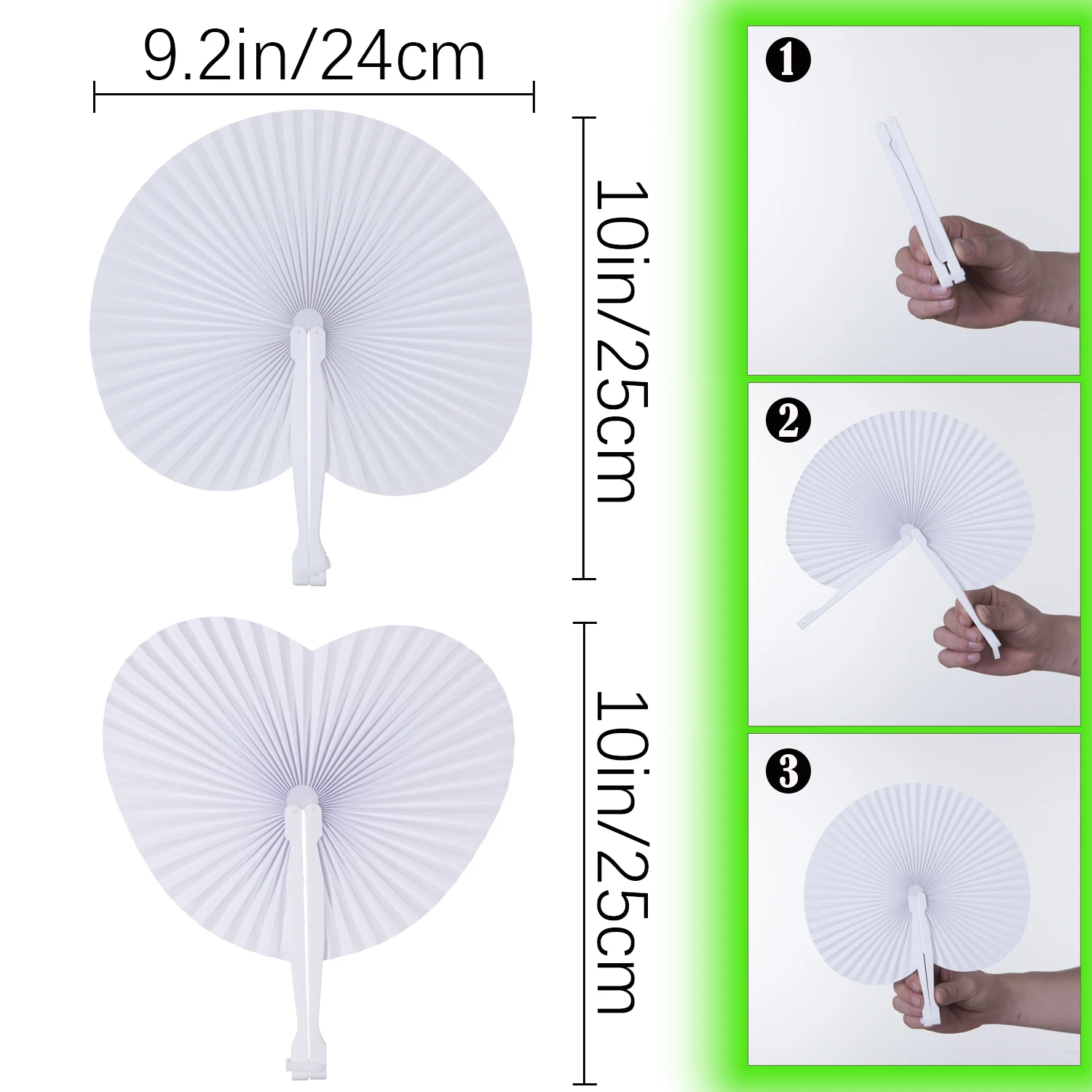 Folding Handheld Paper Fans 12/30/50/60/90/100 Pcs Round Shaped with Plastic Handle for Wedding Party Supplies folding fan hand fan