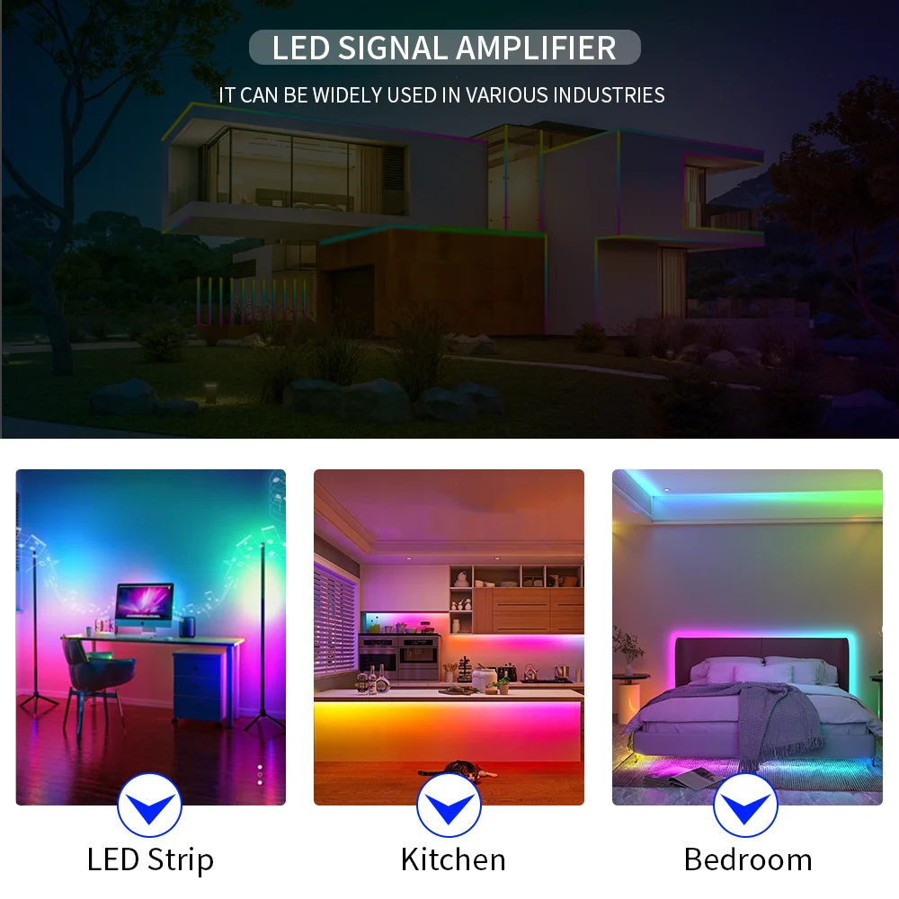 WS2812B 8 채널 매직 Singal LED 스트립 증폭기 5V SPI TTL 신호 출력 지원 WS2811/WS2815/WS2813/SK6812 빛 DC5-24V