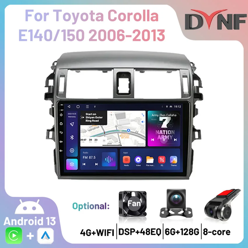 

4G Android Carplay Car Stereo Radio Multimedia Player GPS Navigation Bluetooth Autoradio For Toyota Corolla E140 E150 2006-2013