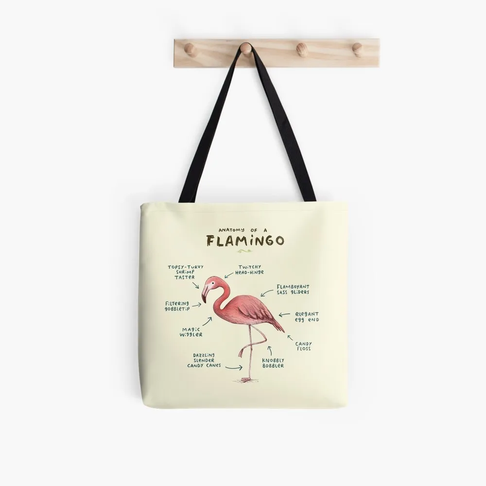 Women Shopper bag Flamingo Bird Tropical Palm Bag Harajuku Shopping Canvas Shopper Bag girl handbag Tote Shoulder Lady Bag