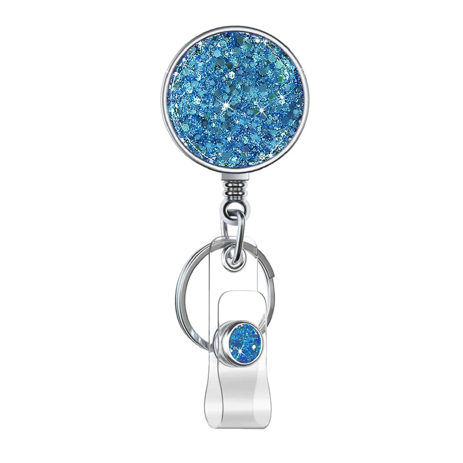 Metal Glitter Retractable Nurse Badge Reel Doctor Student Teacher ID Card Holder Keychains Lanyard 1 Piece