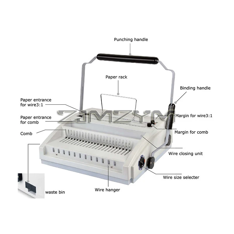 수동 나선형 와이어 바인딩 기계, 금속 펀칭 구멍, 사진 앨범, A4, A5 종이 바인더, 구멍 3x8mm, 4x4mm 제본기 스프링