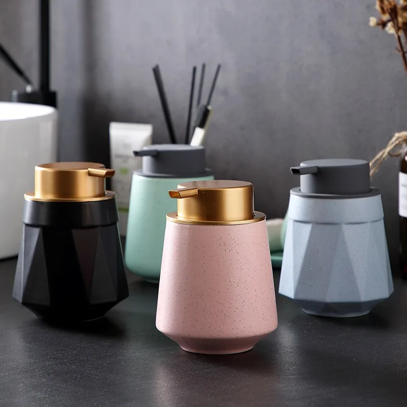 

Nordic Ceramic Bathroom Shower Gel Shampoo Moisture Bottle Hand Sanitizer Disinfectant Water Foam Press Bottle Bathroom Storage
