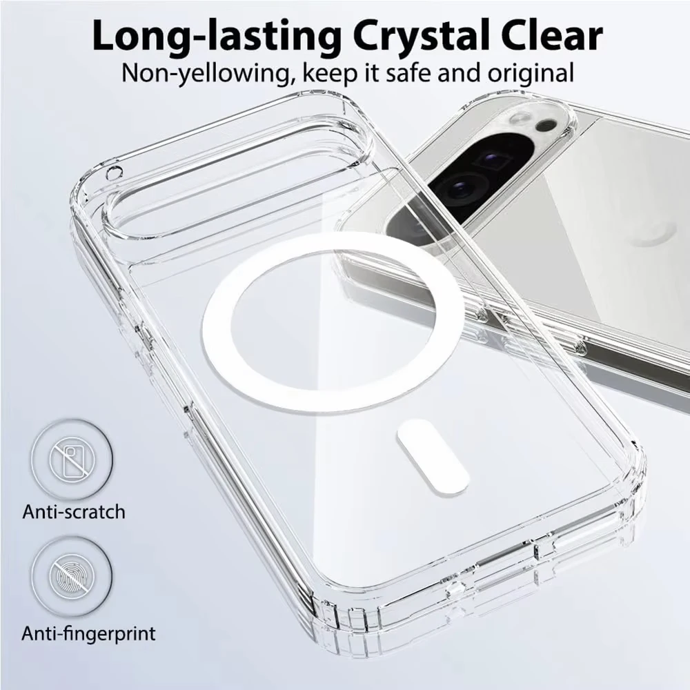 Clear Magnetic Phone Case with Wireless Charging and Shockproof Protection