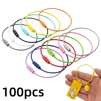 10-100PCS Steel Wire Keychain Multi-color Circular Rope Cable Loop Outdoor Camping Luggage Tag Marking Clip Travel Accessories