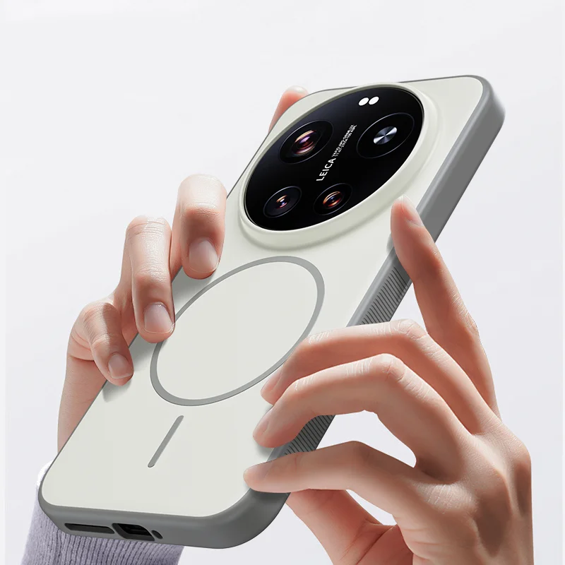 Dual-Color Magnetic Matte Back Cover with Metal Button - Skin Feel Finish