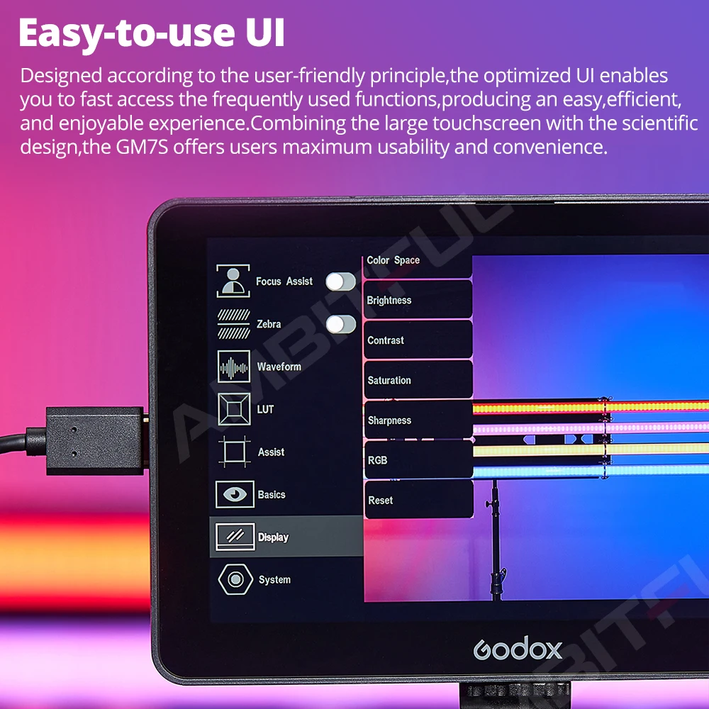 Godox GM7S 4K HDMI 7 inch Ultra Bright Camera DSLR Monitor 3D LUT Touch Screen IPS FHD 1920x1080 Video Live Display