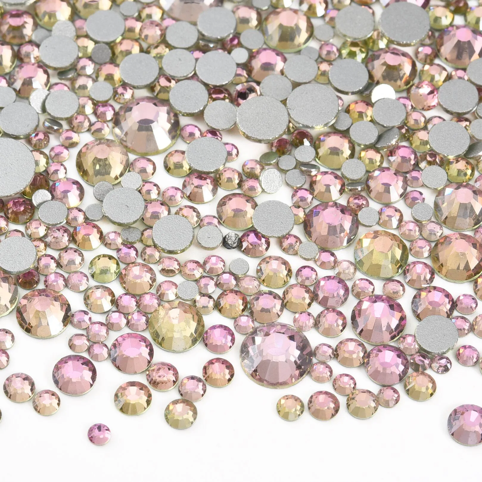 Light Pink GemStone Mix Non-Hotfix Flatback Rhinestones for Nail Art and Garment Decorations