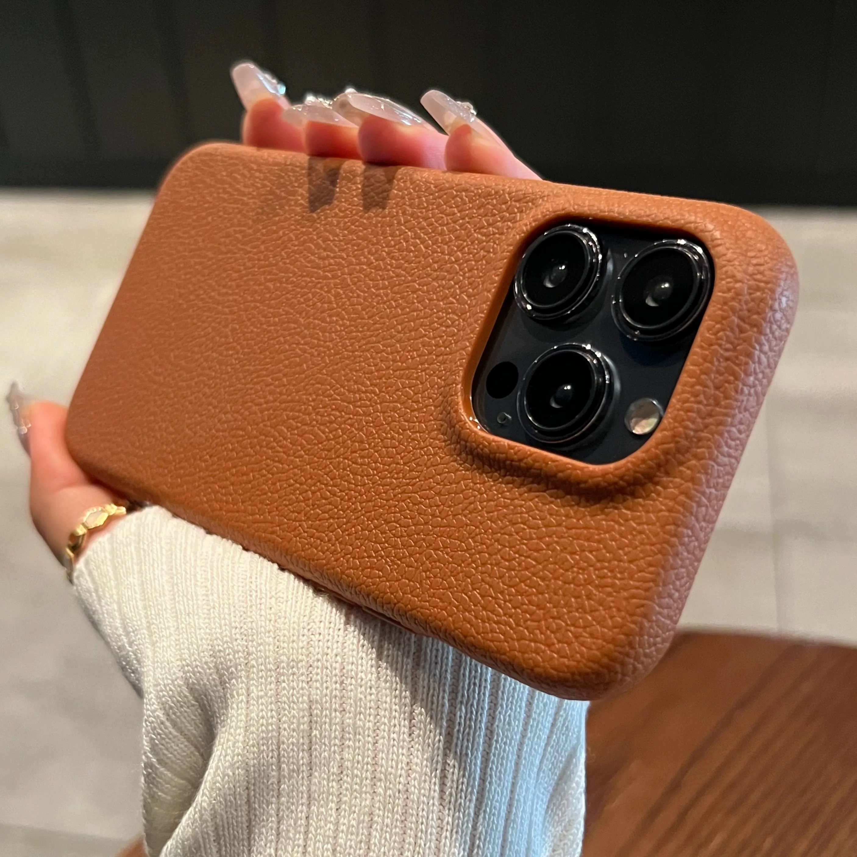 Phone Case Luxury Matte Leather For iPhone 16 15 14 Plus 13 12 11 Pro Max XR XS Lens Protection Shockproof Silicone Soft