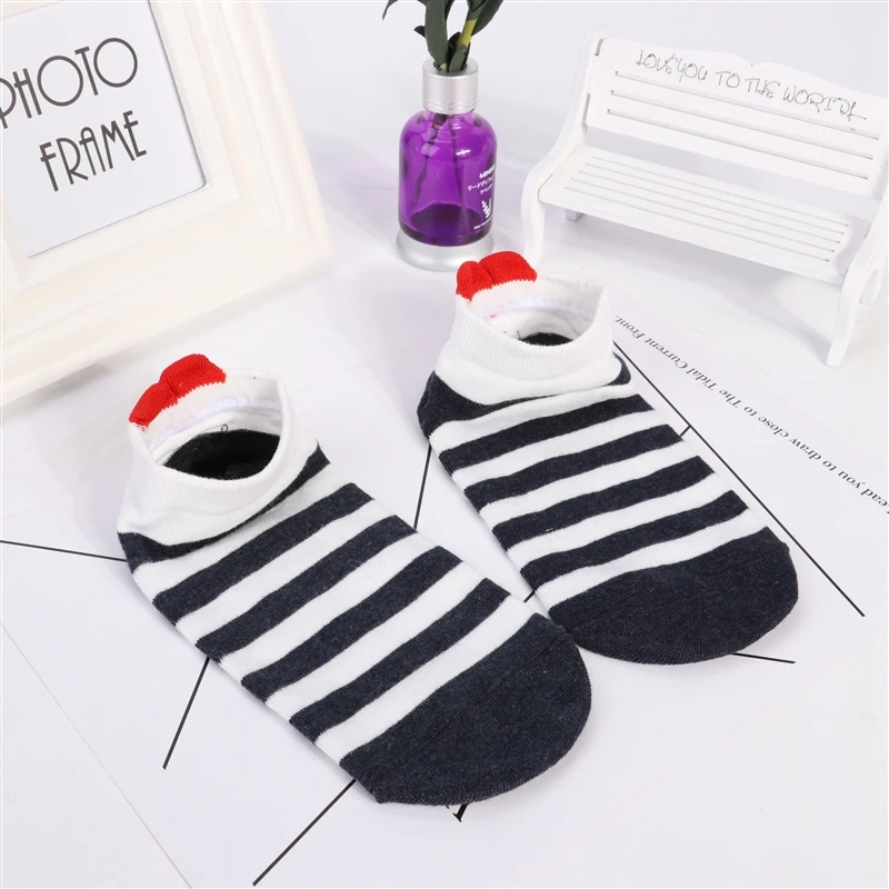 5 Pairs Lot Cotton Women Socks Female Casual Boat 3D Pack Cartoon Harajuku Cat Cute Heart Invisiable Funny Girl Ankle Sock Set