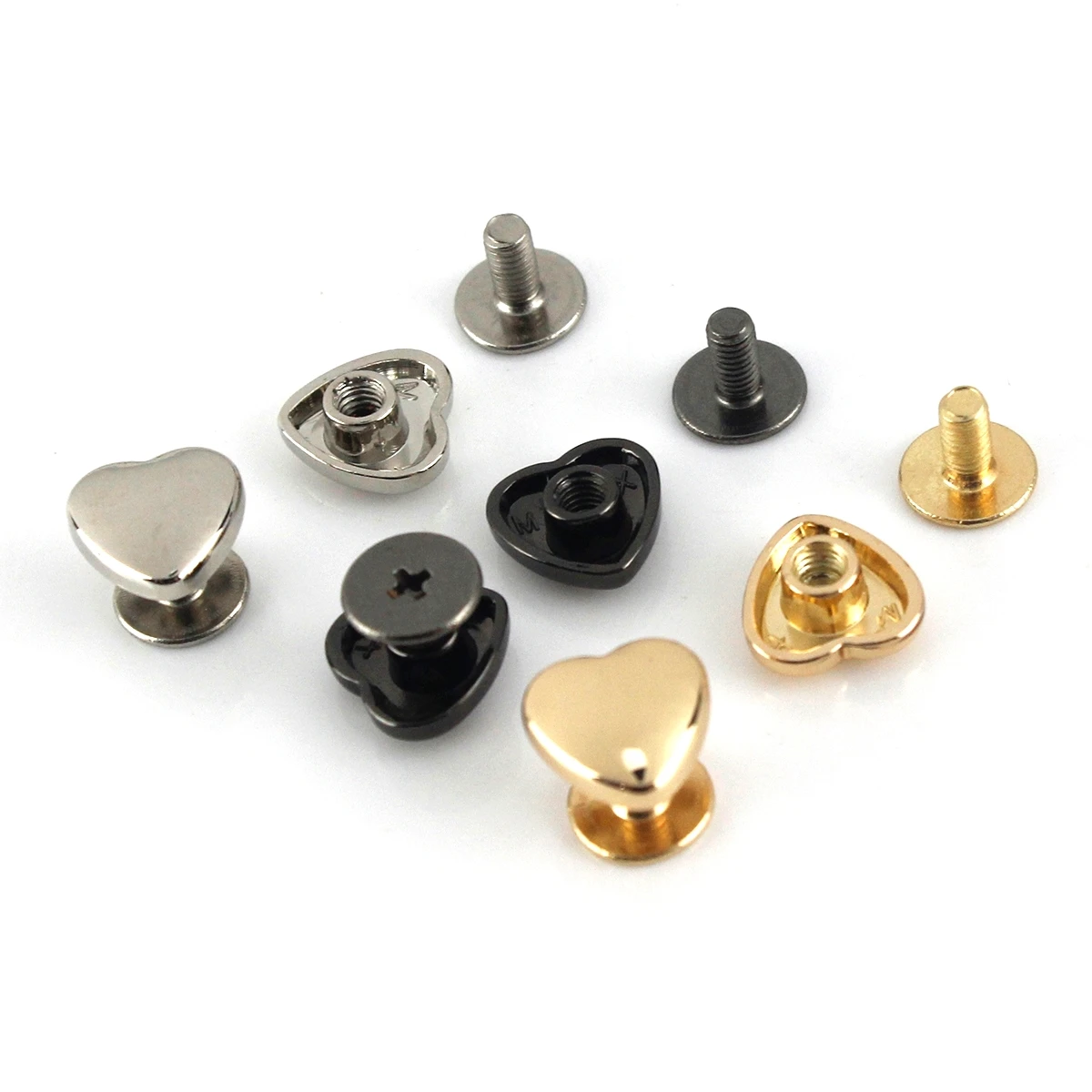 Heart Shape Metal Rivets 10pcs 10mm for Leather Studs Nail Garment Craft