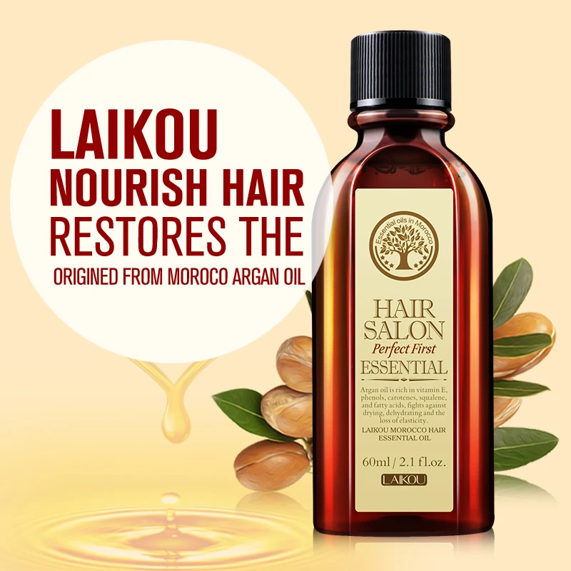 LAIKOU Morocco Argan Oil Hair Care Repair Dry Damaged Hair Treatment Strengthen Hair Growth Multifunctional Hair Care 60ml