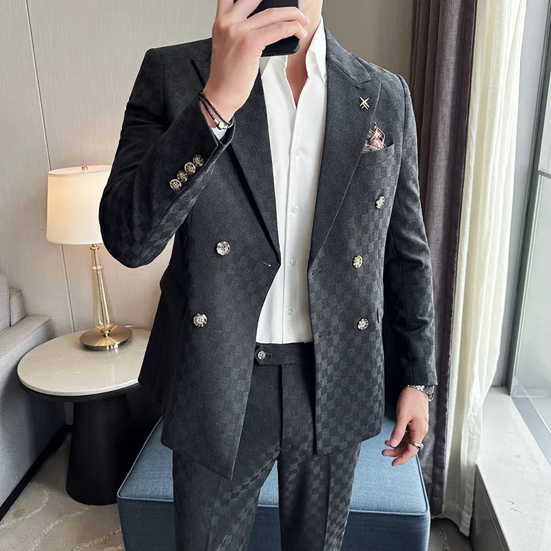 Men Suits Jacket Pants 2 Pieces