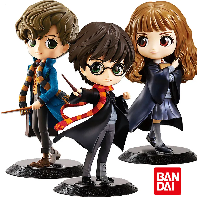

In Stock Bandai Original Qposket Anime Harry Potter Hermione Ron Weasley Draco Malfoy Action Figure Model Children's Gifts