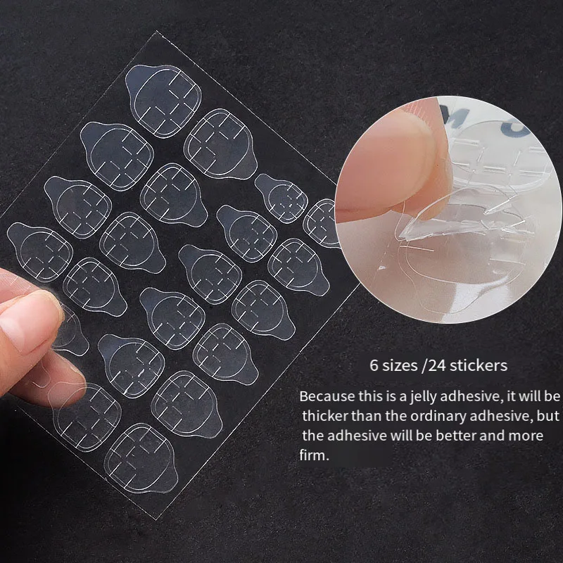 10 Sheets Waterproof Breathable Jelly Double Sided Nail Adhesives,Press on Nails Sticky Tabs Nail Glue Sticker 5