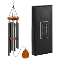 1pc 6 Tubes Aluminum Alloy Wind Chimes with Hook Black Bells for Outside Home Wedding Party Memorial Decoration Ornaments Gifts 1