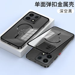 Alloy Metal Lens Protection Case for Magsafe Wireless Charging - Acrylic Hard Shockproof Phone Cover (Black)