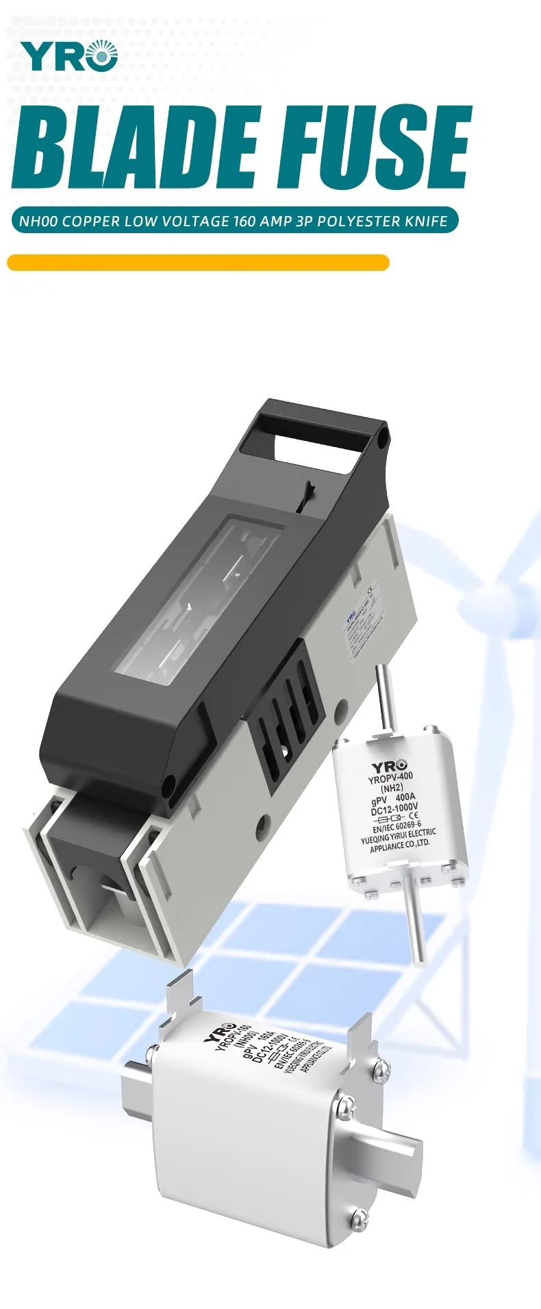 1000VDC Fuse Disconnector Switch 1P for NH2 battery fuse 400A Telecom Fuse