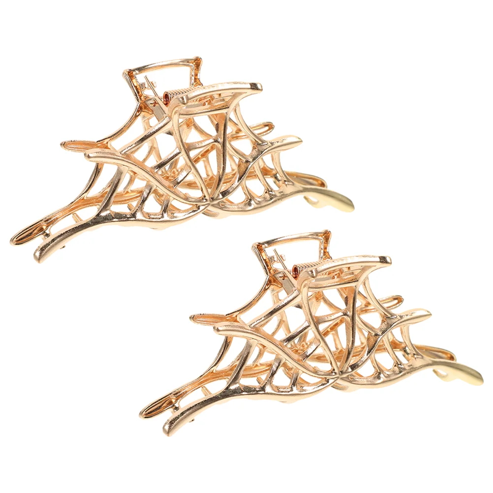 

2 Pcs Spider Web Hairpin Spiderweb Claw Clip Pins Metal Zinc Alloy Jaw Women Miss Clips