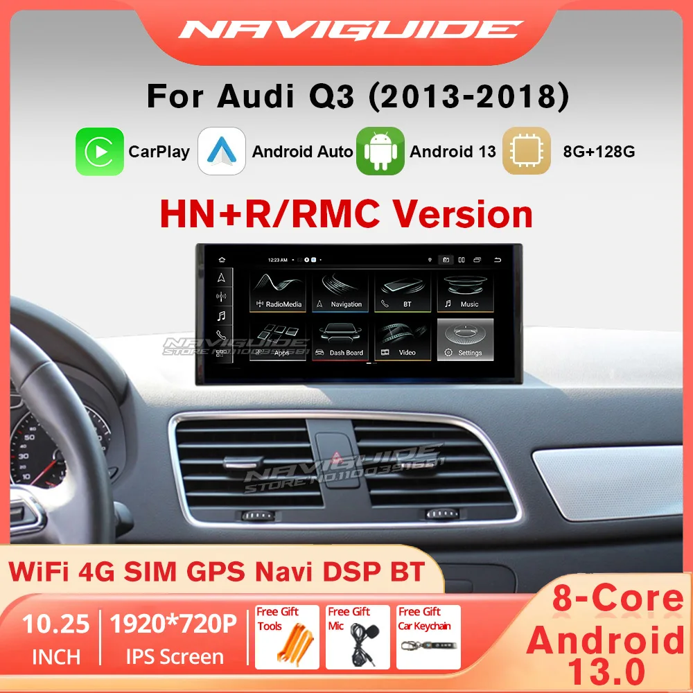 

NAVIGUIDE ID8 UI 10.25'' Android13 Carplay Screen For Audi Q3 2013-2018 Car Radio Multimedia Player Auto Headunit GPS 4G Wifi BT