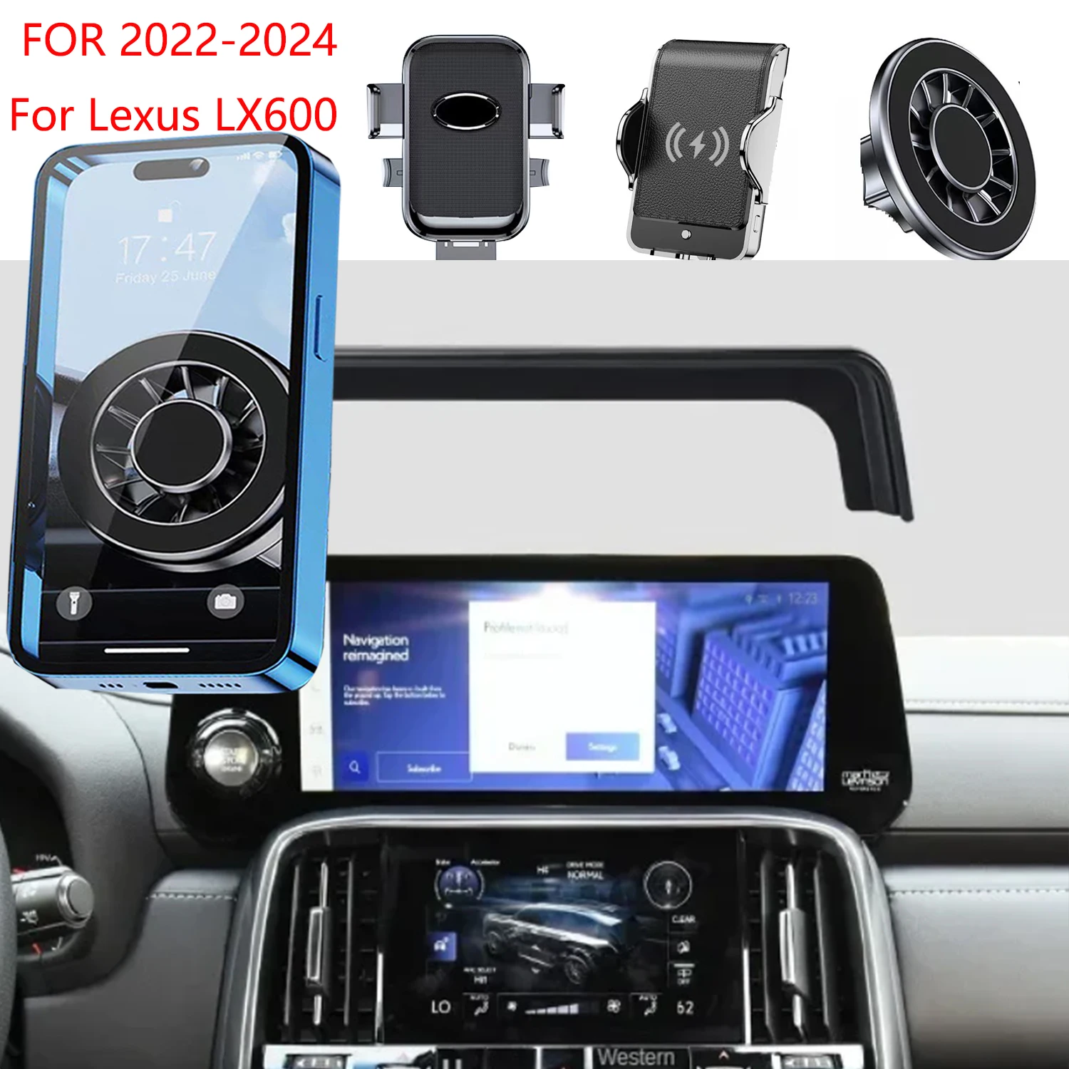 Magnetic Car Phone Holder GPS Screen Fixed Fast Wireless Charging Mobile Phone Mount Accessories For Lexus LX600