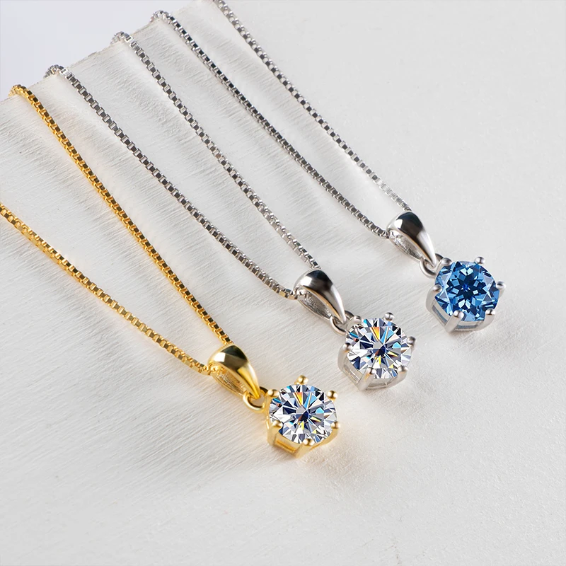 Tancise Collana con ciondolo in vera moissanite da 1 ct per donna Gioielli da sposa in argento sterling di alta qualità_voghion.com