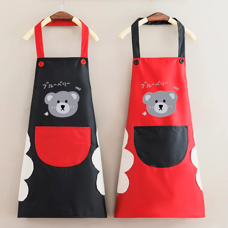 Kitchen apron household female fashion cute Japanese waterproof and oil proof can wipe hands working cooking adult customized