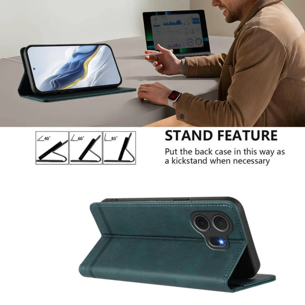 RFID Leather Wallet Flip Case - Premium Magnetic Cover