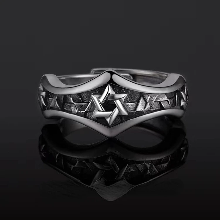 

New 2023 Vintage Fashion Six-star Ring Unisex Hip-hop Punk Open Ring Banquet Jewelry Accessories Gift