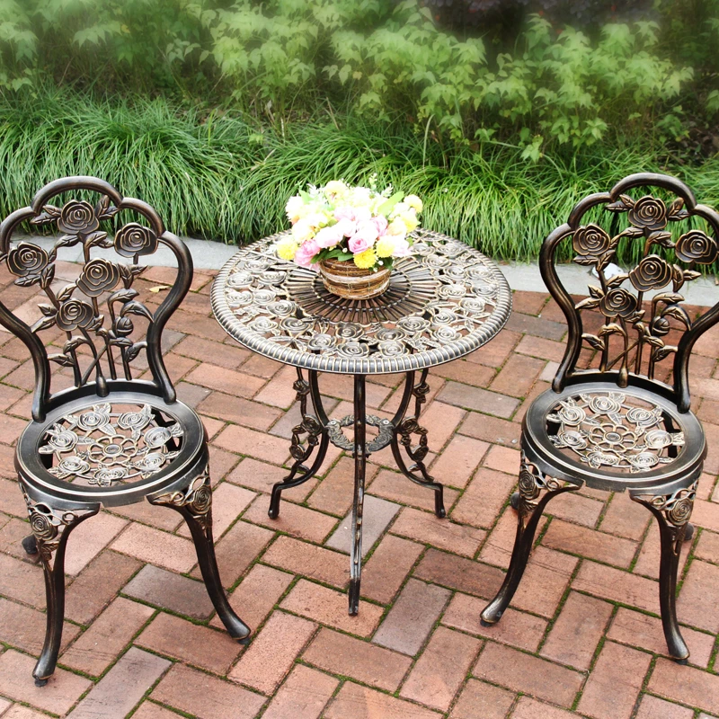 Cast Aluminum garden furniture outdoor table and chairs balcony Bistro set  patio furniture set metal 3 pcs antirust waterproof