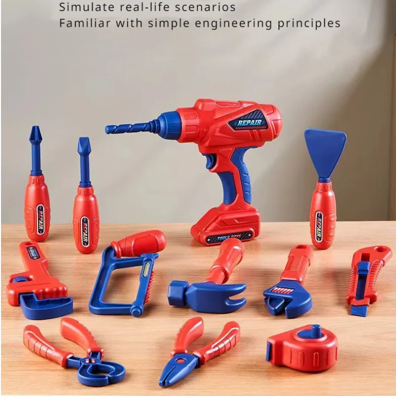 46/47/48PC Electric Repair Toolbox Drill Screws Set With Storage Box Children Play House Education Assembly Engineering Toys 5