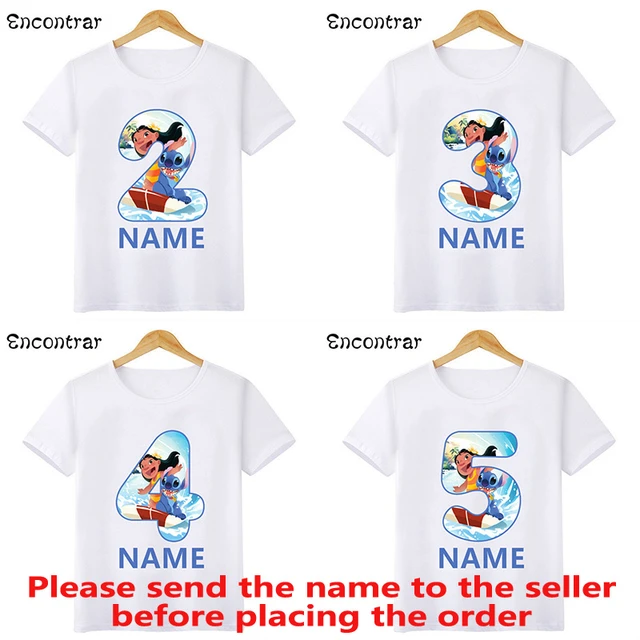 Disney Lilo & Stitch numero Bow Print T shirt Cartoon abbigliamento per  bambini 1 2 3