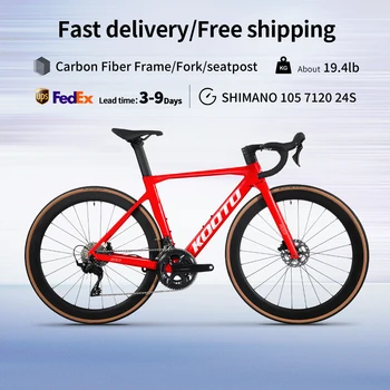 KOOTU Full Carbon Fiber Road Bicycle Pure Oil Disc Brake Ultra-Light With SHIMANO R7120 24-Speed Components Adult Bicycle 1
