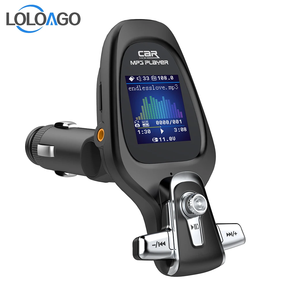 

LOLOAGO FM Transmitter Car MP3 Player AUX Audio Receiver QC3.0 Fast Charging USB Car Charger Handsfree Bluetooth 5.0 Car Kit