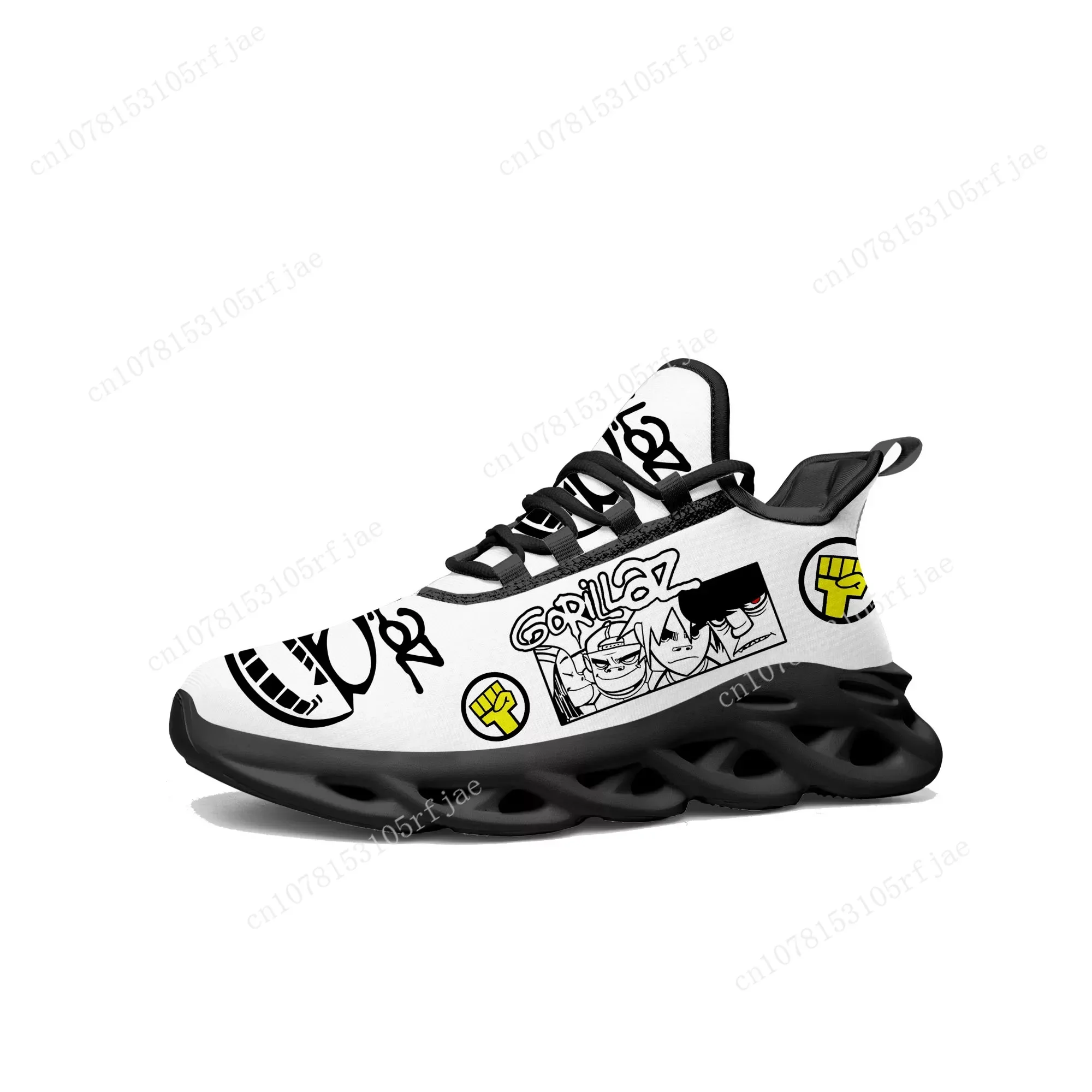 Gorillaz Band Flats Sneakers Mens Womens Sports Running Shoes High Quality Sneaker Lace Up Mesh Footwear Tailor-made Shoe Black