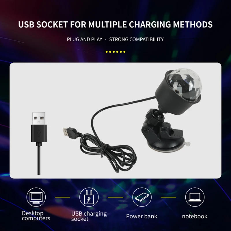 LED Stage Disco Light Rotating DJ Ball Strobe RGB Christmas Gift Party Club Car Laser Show Lamp