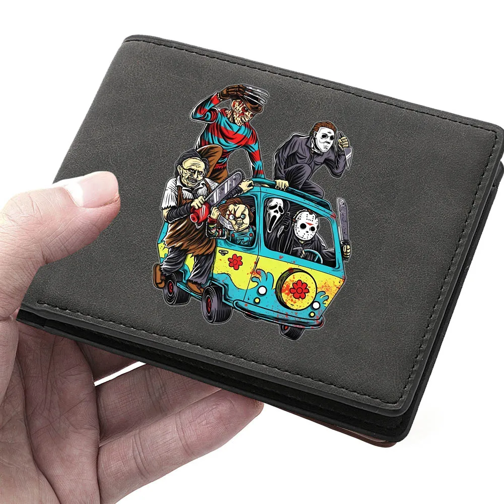 

Stephen King's It Horror Movie Men's Short Wallet Soft PU Leather Zipper Wallet Coin Credit ID Cards Multifunctional Coin Bag