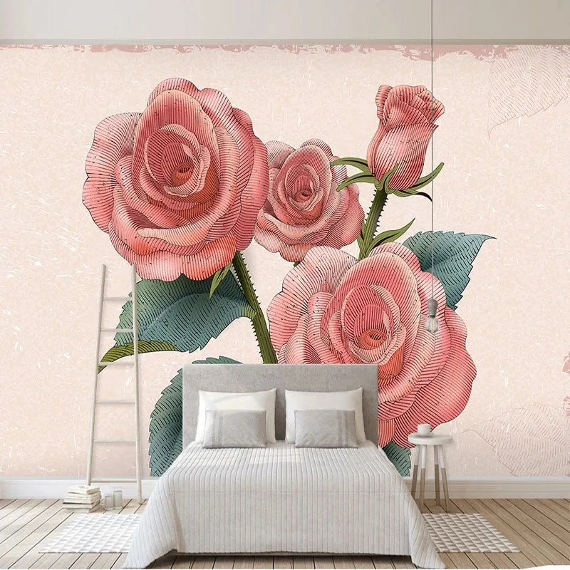 

Пользовательские 3D фото обои ручная роспись Винтажные розы классический телевизор минималистичный фон украшение дома обои для стен спальни