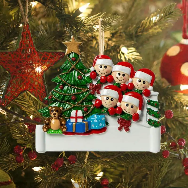 Personalized Opening Present Family Of Christmas Christmas Pendant Family Resin Alloy Name Blessing Tree Ornament