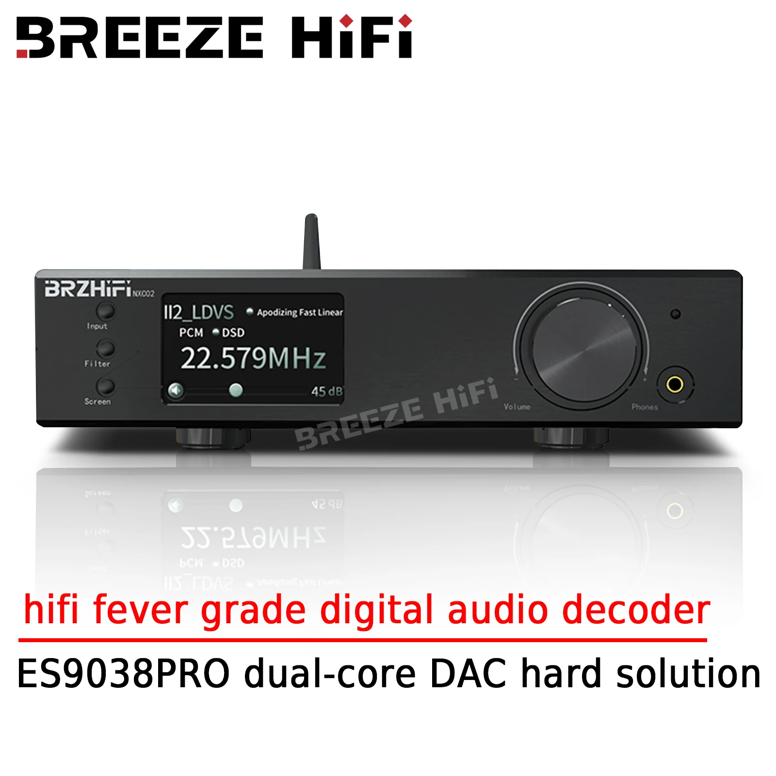 

BREEZE HIFI ES9038PRO Dual Core Digital Audio Decoder Hifi Fever Grade DAC Hard Decode DSD512 Bluetooth LDAC