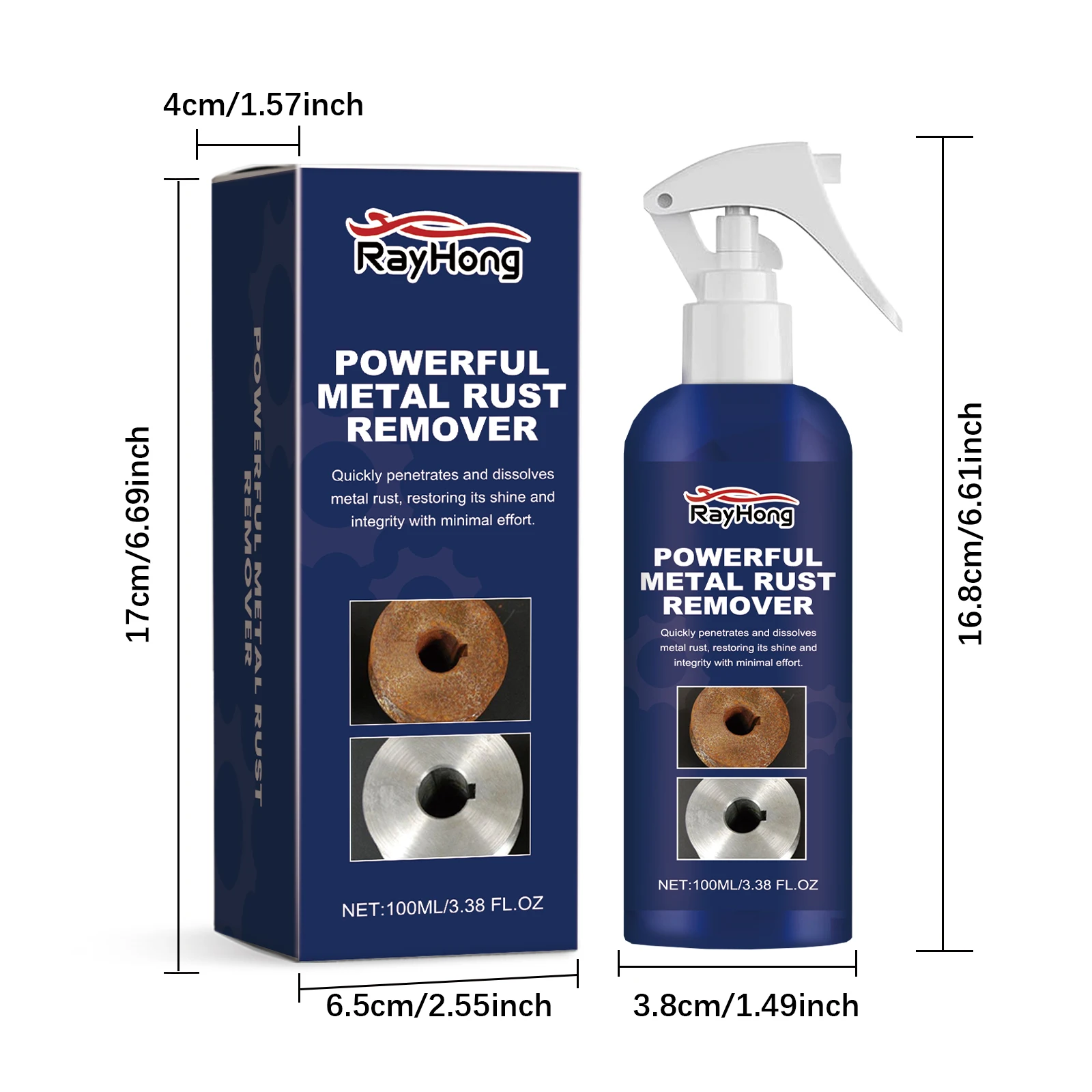 New Powerful Metal Rust Removal, Powerful Metal Rust Remover, Car Remover Spray Surface Paint Car Cleaning