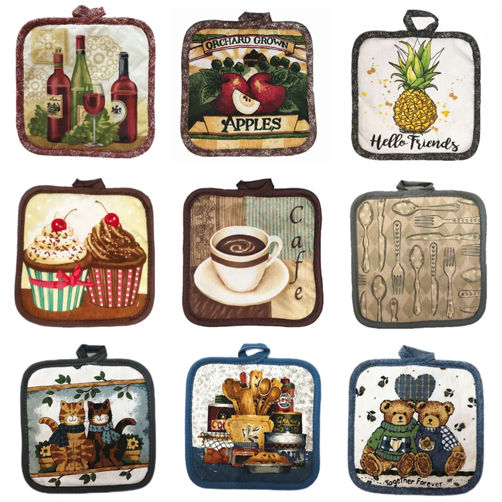 

1Pc Square Colorful Printed Sewing Cotton Heat Resistant Mat Potholder Pot Holder Pad KitchenTable Placemat