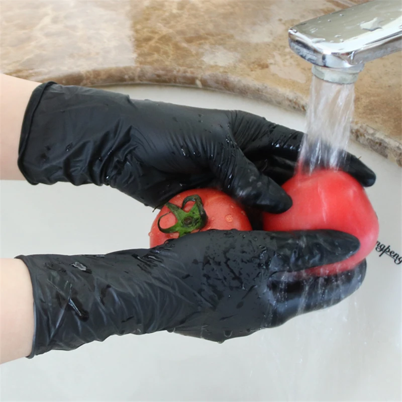 Disposable Black Nitrile Gloves Food Grade Waterproof Kitchen Gloves Thicker Household Cleaning Cooking Tools