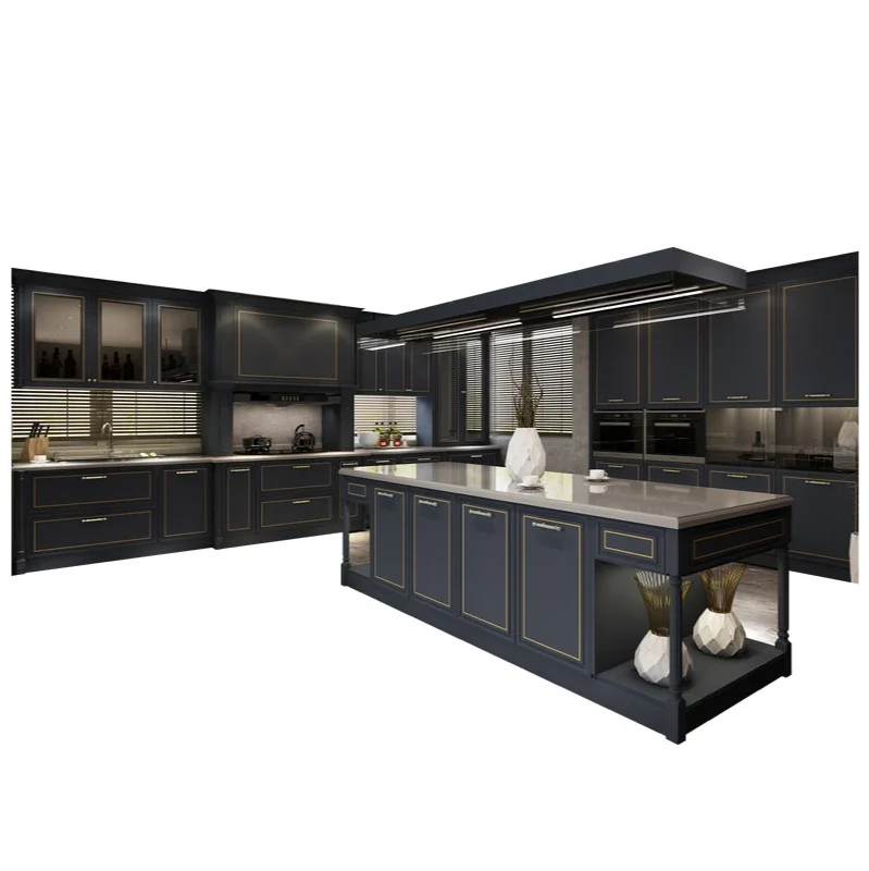 The whole cabinet custom kitchen whole house decoration quartz stone tabletop kitchen cabinet custom-made open European luxury 2