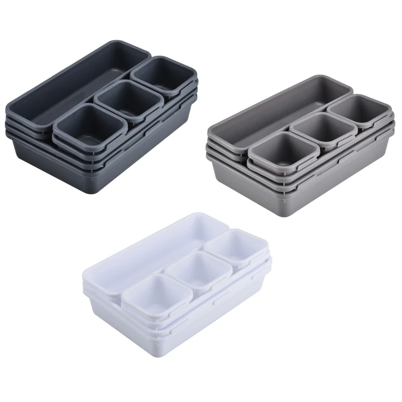 연동 상자 8 Pcs 무료 조합 책상 서랍 주최자 트레이 분배기 홈 침실 기숙사 플라스틱 구분 기호