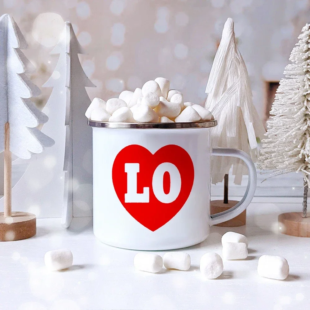 Love Heart Enamel Coffee Mug - Romantic Gift