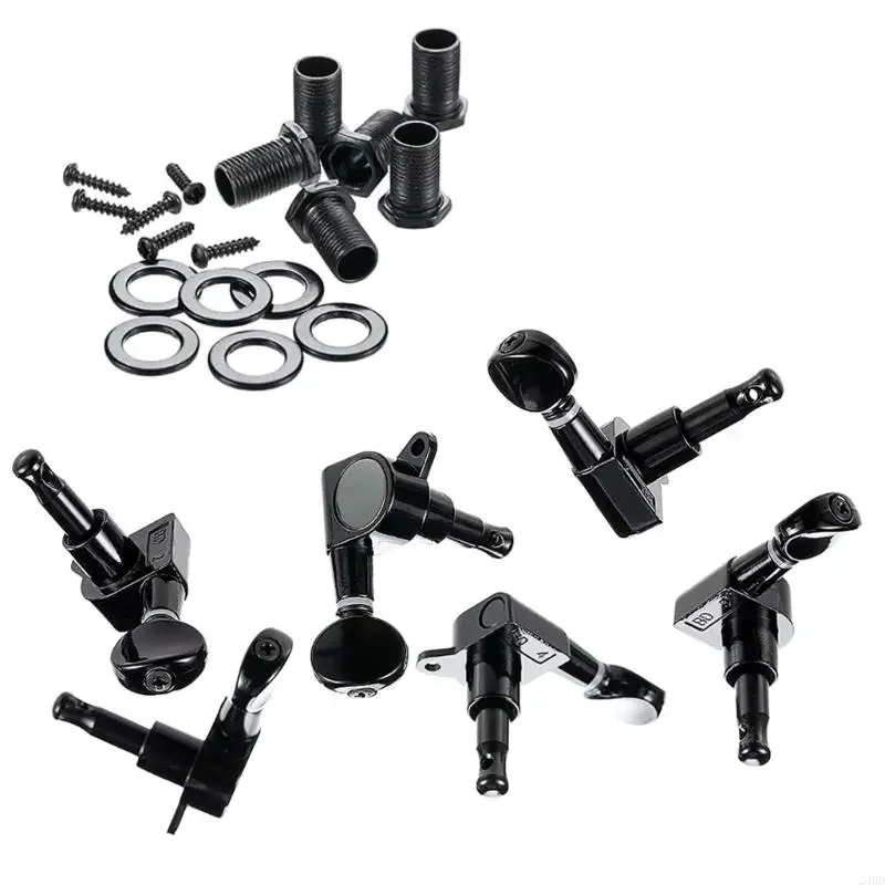 Packung mit 6 Stimmgeräten für Linkshänder-Gitarre. Schwere Metallkonstruktion, geeignet für Standard-10-mm-Peg-Loch-Ersatz 69HD – Detail 7