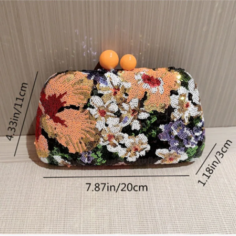 Embroidery Beaded Floral Bags for Women Trend 2024 Bling Sequins Wedding Shoulder Bag Designer Luxury Evening Party Handbags