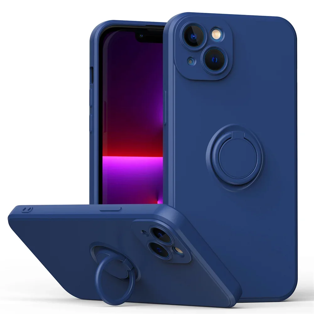 Magnetic Ring Holder Liquid Silicone Phone Case Cover