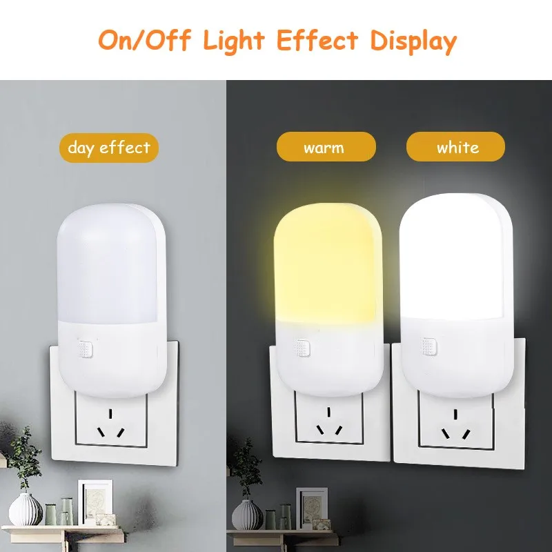 3w Led Night Light Two Color Plugin Energy Saving Lamp Us/eu Bedroom